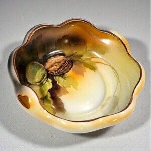 Vintage Noritake Nut Bowl Candy Dish M Wreath Mark Japan Hand Painted Autumn